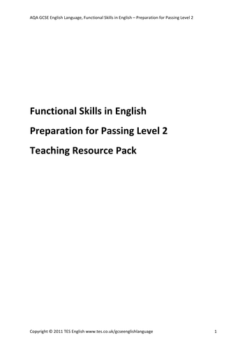 Functional Skills in English (Level 2)