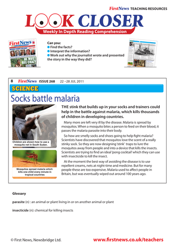 Look Closer at 'Socks battle malaria' news report