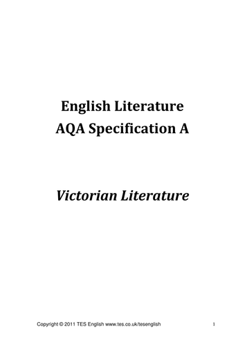 AQA LITA1: Texts in Context - Victorian Literature