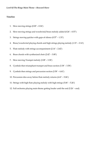 Lord Of The Rings Theme Music Checkpoints