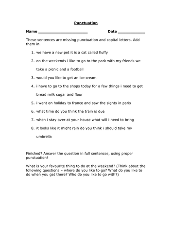 Comprehension and Punctuation