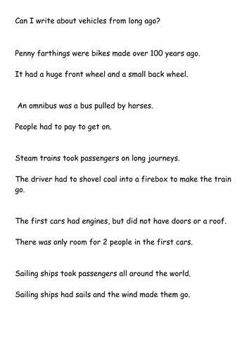 Vehicles in the Past - History/CLJ - Transport