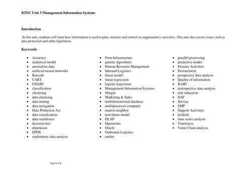 BTEC Unit 3 Managing Information Systems