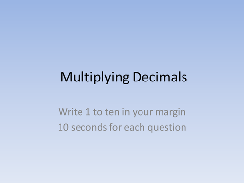 KS3 Multiplying Decimals Test