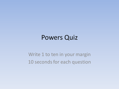 Powers starter / plenary test