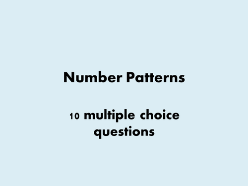 KS3 Sequences Multiple Choice Starter