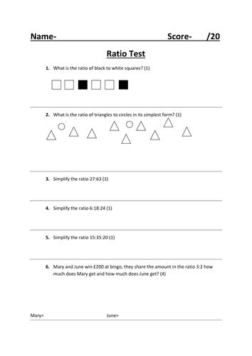 ks3 gcse ratio questions test revision teaching resources