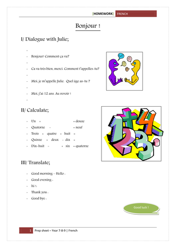 Revision/preps sheets