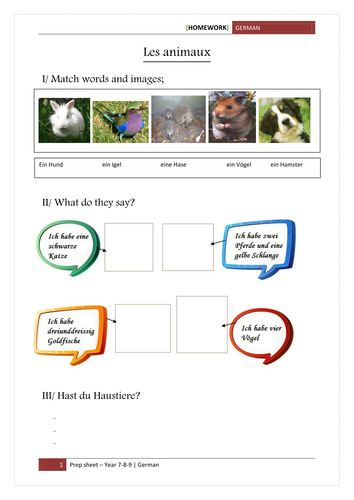 Revision/preps sheets