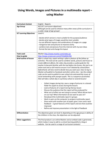 Creating Multimedia Reports using Web 2.0 tools