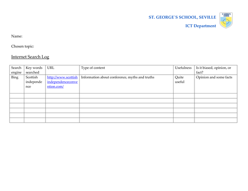 8.2 Internet log search sheet