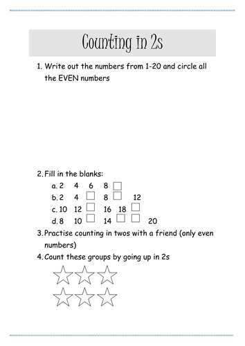 Counting in 2s Worksheet