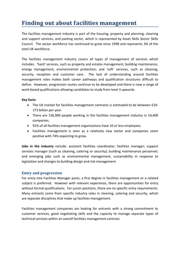 Facilities Management Factsheet