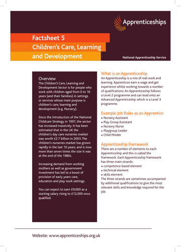 Children's Care Apprenticeship Factsheet