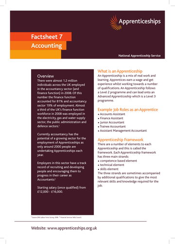 Accounting Apprenticeship Factsheet