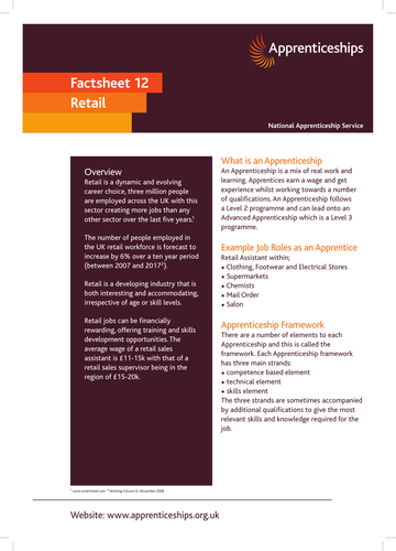 Retail Apprenticeship Factsheet