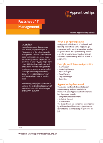 Management Apprenticeship Factsheet