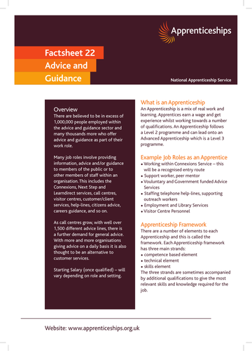 Advice & Guidance Apprenticeship Factsheet