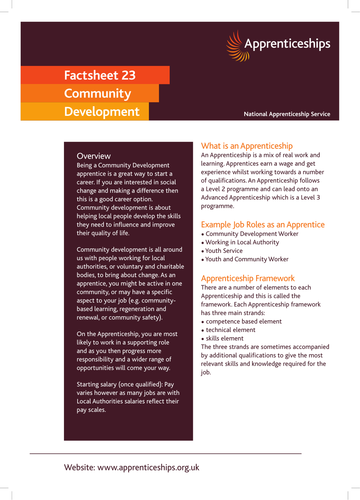 Community Development Apprenticeship Factsheet