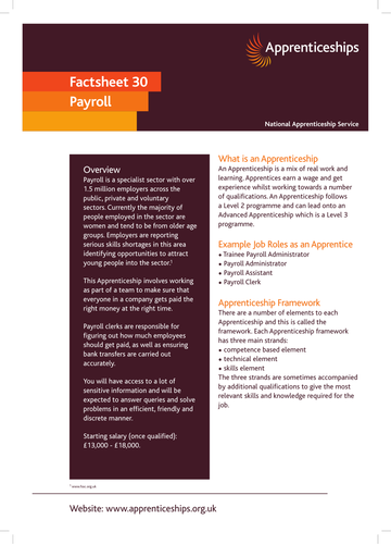 Payroll Apprenticeship Factsheet