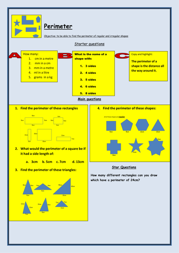 Perimeter Worksheet