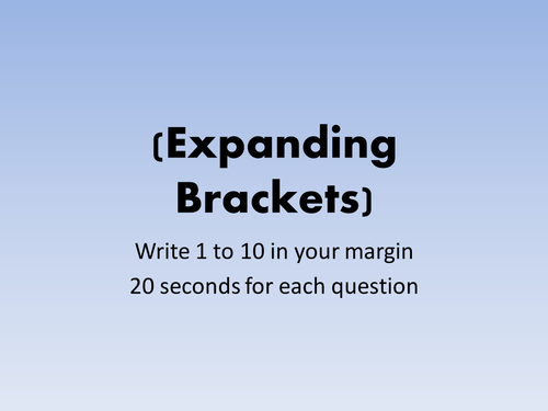 KS3 Quick Expanding Brackets Test | Teaching Resources