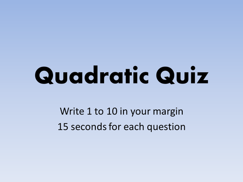 GCSE Quadratic Equations Revision Quiz