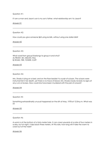 100 Maths Puzzles - KS3 / GCSE