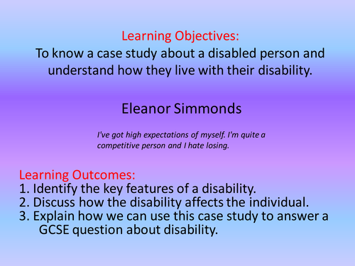 Case study : disability / prejudice