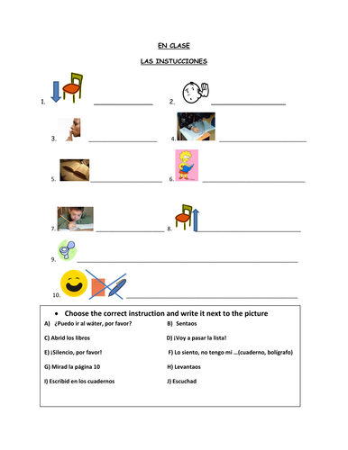 Spanish Classroom Instructions Teaching Resources