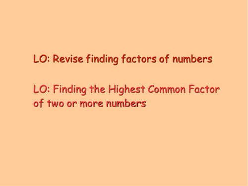 Highest Common Factor