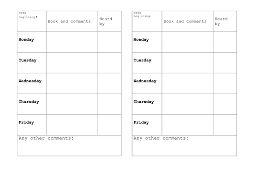 Reading Diary Template