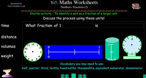 KS3 - Fractions of Units of Measures
