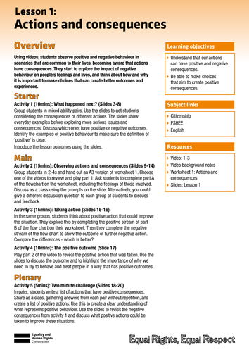 Actions and consequences | Teaching Resources