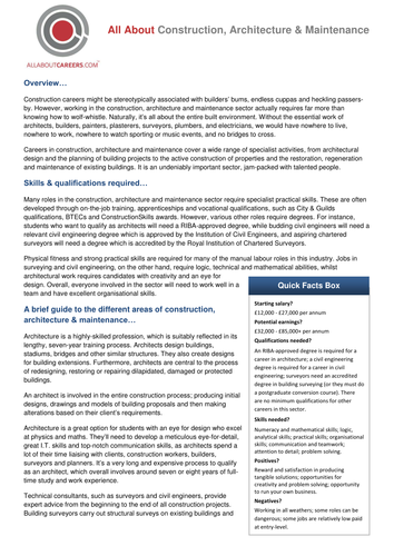 Construction, Architecture & Maintenance Sector