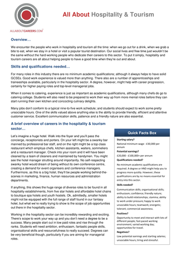 Hospitality & Tourism Sector Overview