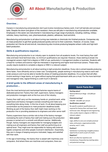 Manufacturing & Production Sector Overview