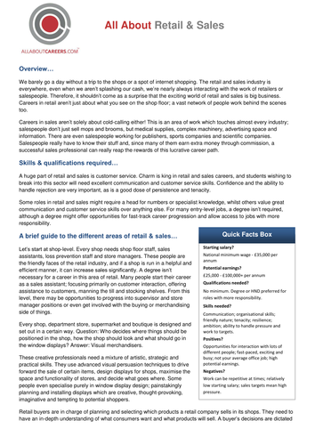 Retail & Sales Sector Overview