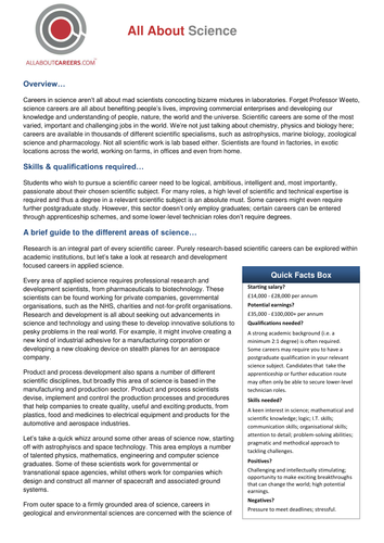 Science Sector Overview