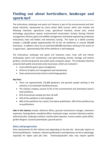 Agricultural Skills: Landscape