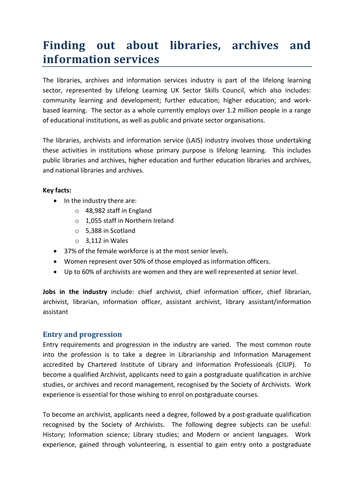 LLUK: Libraries, archives and information services