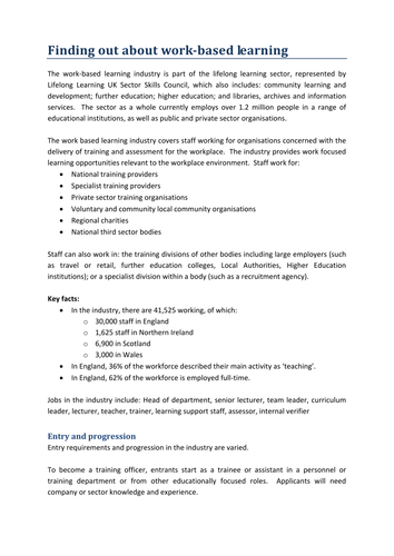 LLUK: Work-based learning