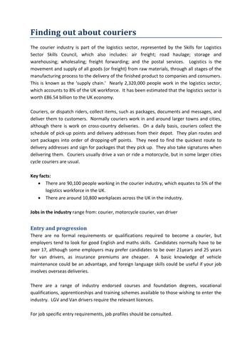 Skills for Logistics: Courier