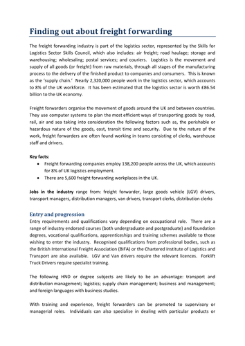 Skills for Logistics: Freight Forwarding