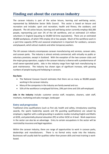 SkillsActive: Caravan Industry