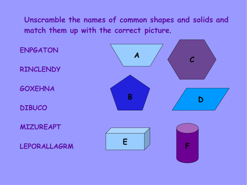 shapes and solids starter