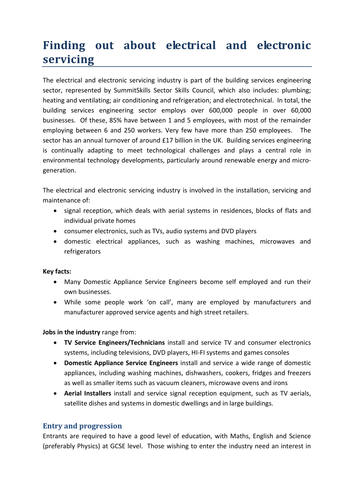 SummitSkills: Electrical & Electronic Servicing