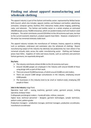 Creative Skills: Apparel