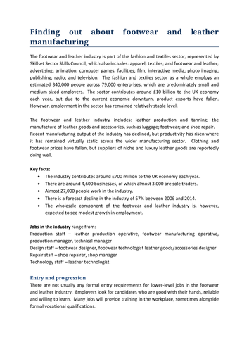 Creative Skills: Footware & Leather