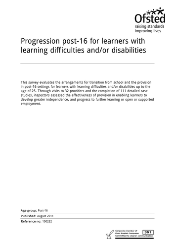 Progression Post-16 for learners with SEN